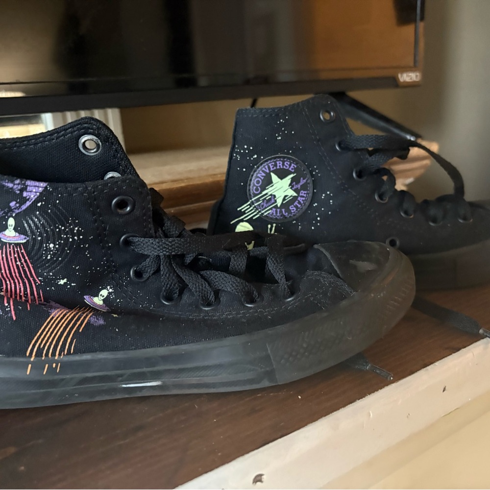 Converse Kids Black and Multicolor High-Top Sneakers